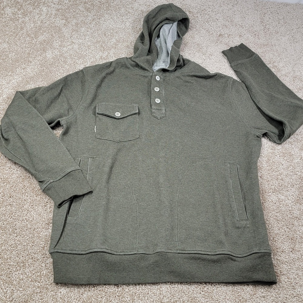 Linksoul John Ashworth & Co Mens Olive Green Pullover Hoodie Sweatshirt Sz Large